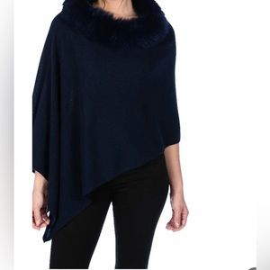 Cashmere Luxe Windchill Fox Trim Topper- Indigo OS